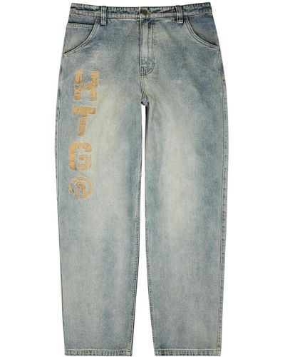 Honor The Gift Embroidered Wide-leg Jeans - Blue