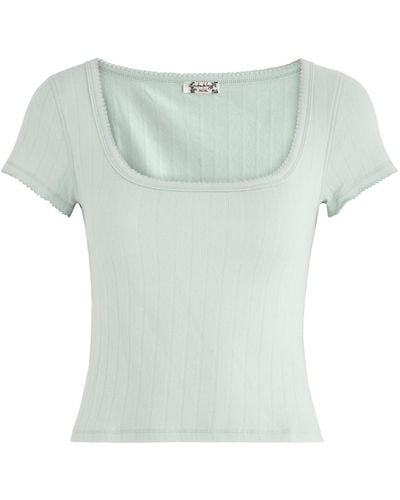 Free People End Game Stretch-Cotton T-Shirt - Green