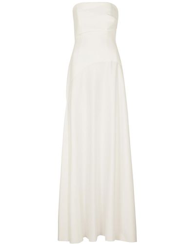Solace London Ava Strapless Paneled Gown - White