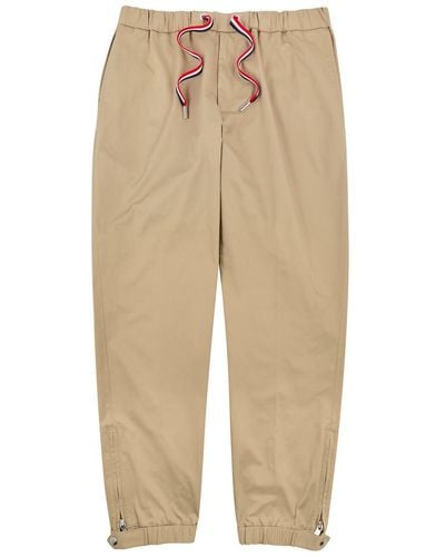 Moncler Straight-leg Stretch-cotton Pants - Natural