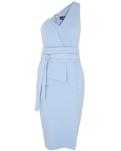 Lavish Alice Light One-shoulder Midi Dress - Blue