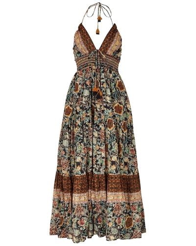 Free People Real Love Printed Cotton Maxi Dress - Natural