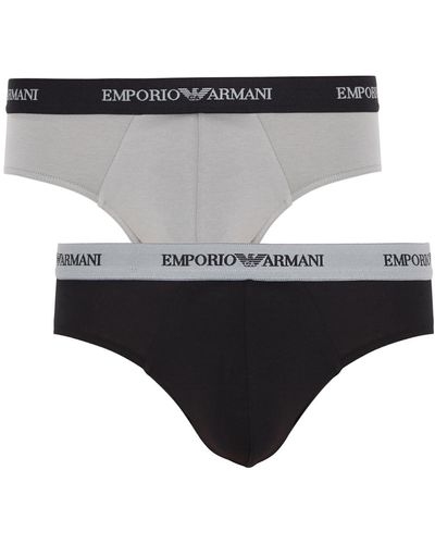 Emporio Armani Cotton Stretch 2 Pack Briefs - Black