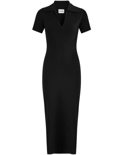AEXAE Knitted Polo Maxi Dress - Black