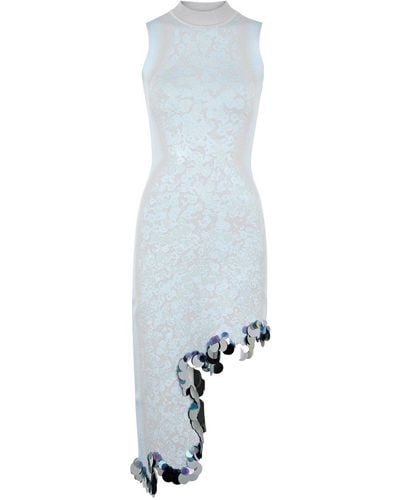 Ph5 Lila Wavy Asymmetric Stretch-knit Dress - White