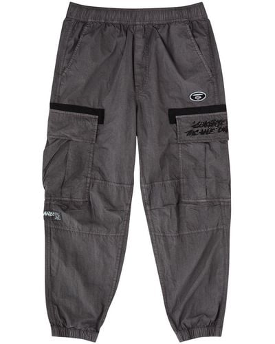 Aape Logo Cotton-Blend Cargo Sweatpants - Gray