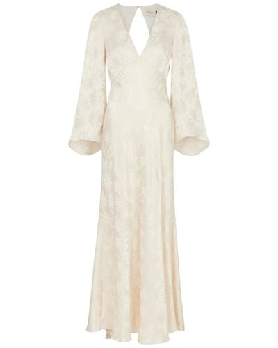RIXO London Rosabella Floral-jacquard Silk-satin Maxi Dress - White