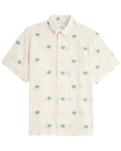 Les Deux Ira Floral-Embroidered Cotton-Blend Shirt - White