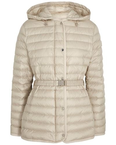 Moncler Oredon Hooded Quilted Shell Coat - Natural