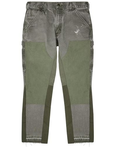 Jeanius Bar Atelier Carpenter Paneled Straight-Leg Jeans - Green