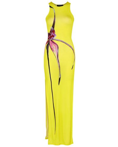 Louisa Ballou Sea Breeze Printed Stretch-jersey Maxi Dress - Yellow