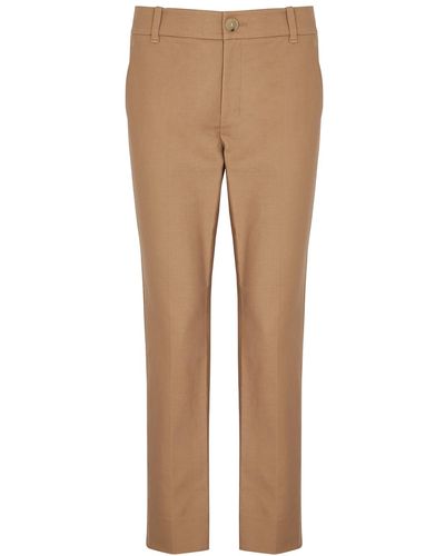 Vince Tapered Cotton-Blend Trousers - Natural