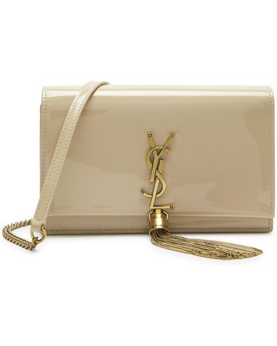 Saint Laurent Kate Patent Leather Wallet-on-chain - Natural