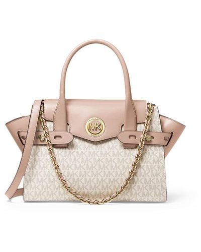 MICHAEL Michael Kors Carmen Small Logo And Leather Belted Satchel - Pink