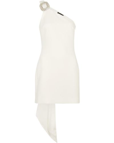 David Koma One-shoulder Stretch-crepe Mini Dress - White