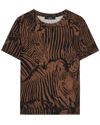 Weekend by Maxmara Eloisa Zebra-Print Cotton T-Shirt - Brown