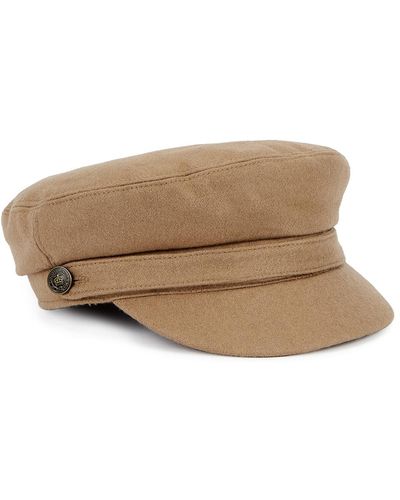 Christys' Bretton Navy Wool Cap - Brown