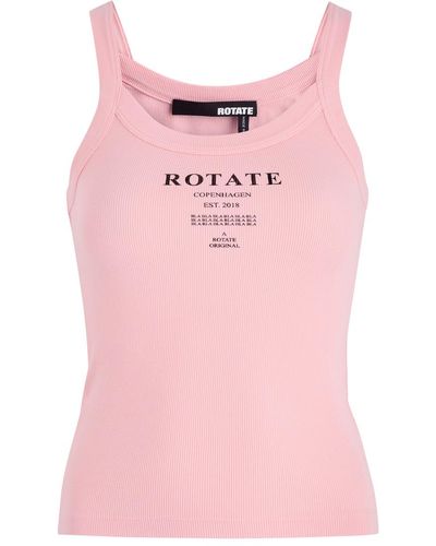 ROTATE SUNDAY Logo-Print Stretch-Cotton Tank - Pink