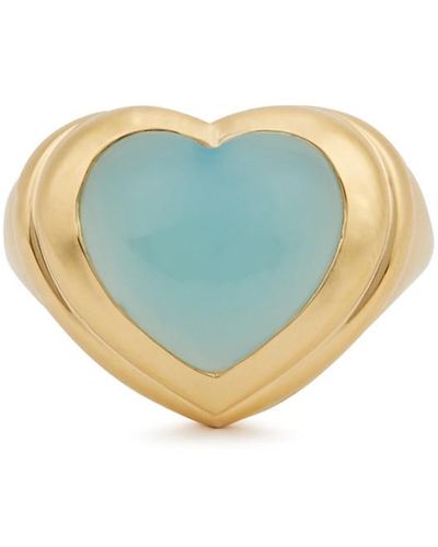 Missoma Jelly Heart Gemstone 18Kt-Plated Ring - Blue
