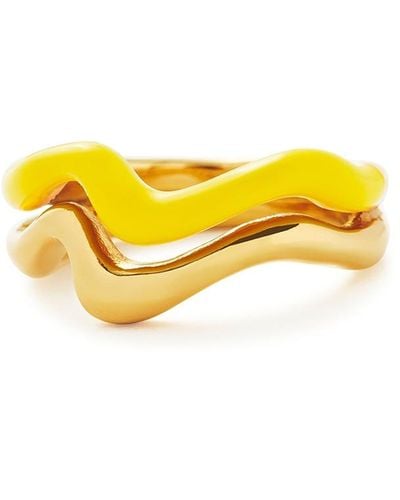 Missoma squiggle Curve Two Tone 18kt Gold-plated Ring - Yellow