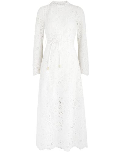 Zimmermann Ottie Broderie Anglaise Cotton Maxi Dress - White