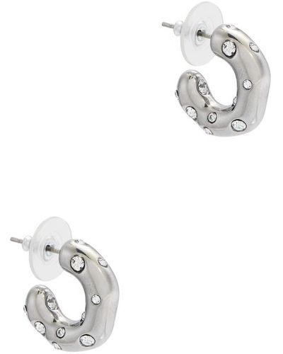 Kenneth Jay Lane Free Form Crystal-embellished Hoop Earrings - White
