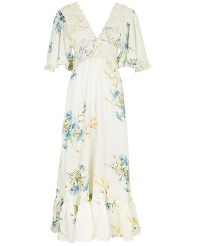byTiMo Floral-Print Linen-Blend Maxi Dress - White