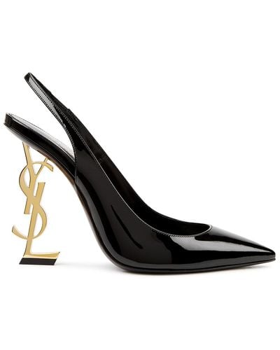 Saint Laurent Opyum 110 Patent Leather Slingback Court Shoes - Black