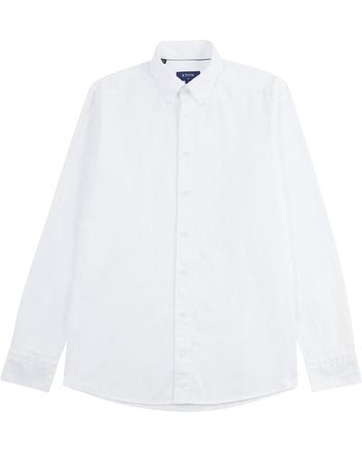Eton Piqué Cotton Oxford Shirt - White