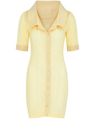 Jacquemus La Mini Robe Manta Knitted Mini Shirt Dress - Yellow