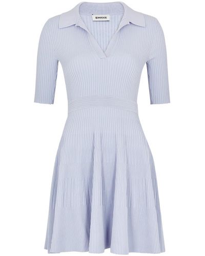 Jonathan Simkhai Patricia Ribbed-knit Mini Polo Dress - Blue