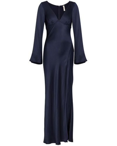 Bec & Bridge Ren Satin Split Maxi Dress - Blue