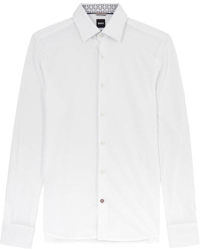 BOSS Piqué Cotton Shirt - White