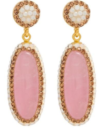 SORU Rose Quartz 18Kt-Plated Drop Earrings - Pink