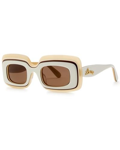 Loewe X Paula'S Ibiza Layered Rectangle-Frame Sunglasses - Metallic