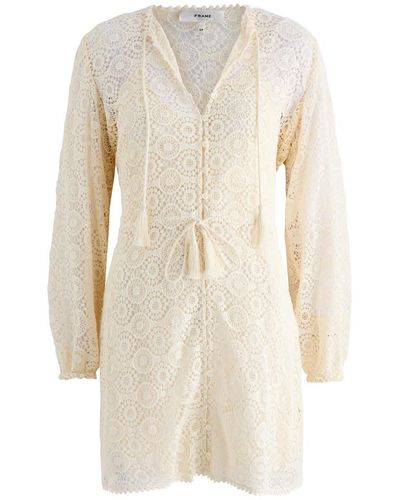 FRAME Crochet-Lace Tasselled Mini Dress - White