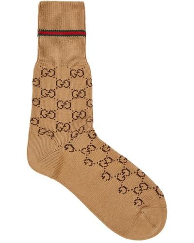Gucci Gg-Intarsia Cotton-Blend Socks - Natural