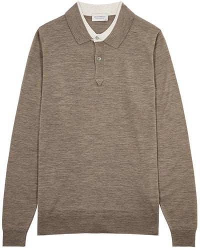 John Smedley Land Wool Polo Shirt - Brown