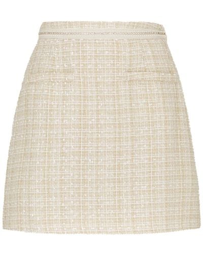 Sister Jane Oyster Embellished Bouclé Tweed Mini Skirt - Natural