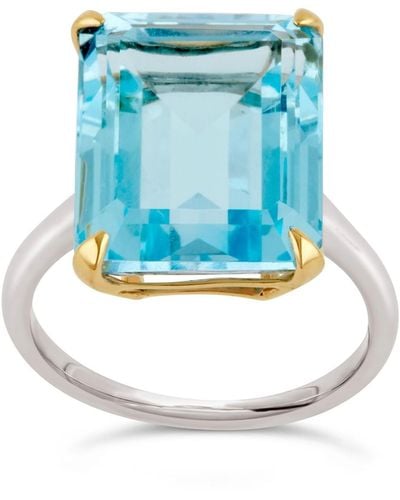 Dinny Hall Silver And Gold Amica Blue Topaz Ring