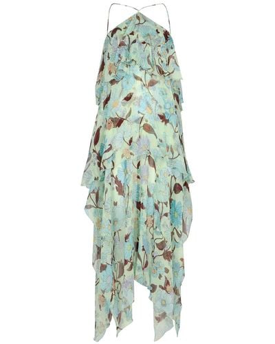 Stella McCartney Floral-print Tiered Silk Maxi Dress - Green