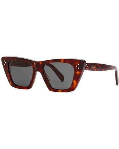 Celine Cat-Eye Sunglasses Designer-Stamped Arms, 100% Uv Protection - Brown