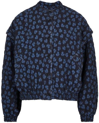 YMC Jordan Floral-print Quilted Jacket - Blue