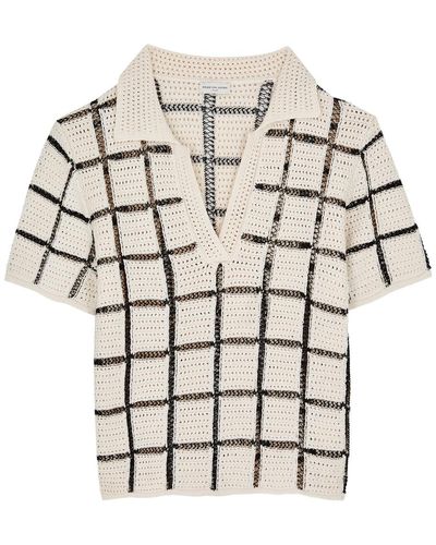 Dries Van Noten Tiramisu Checked Crochet Polo Shirt - White