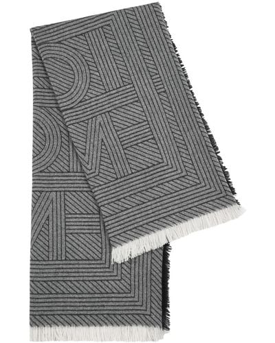 Totême Totême Striped Logo Wool Scarf - Gray