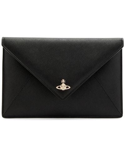 Vivienne Westwood Envelope Orb Leather Pouch - Black