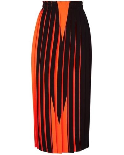 MM6 by Maison Martin Margiela M Print Pleated Midi Skirt - Orange