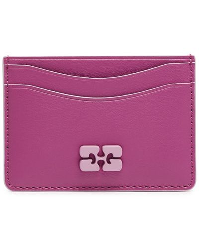 Ganni Bou Logo Leather Card Holder - Purple