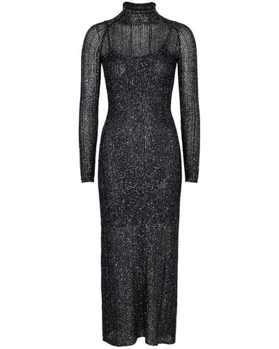 Alaïa Alaïa Sequin-embellished Knitted Midi Dress - Black