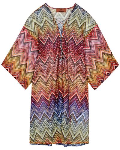 Missoni Zigzag-intarsia Fine-knit Kaftan - Multicolor